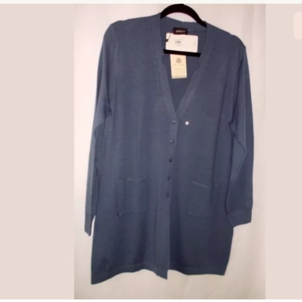 MARCHESIN Teal Blue Merino Wool Cardigan XXL-XXXL